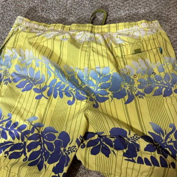 Tommy Bahama Shorts Mens XL Yellow Blue Floral Hawaiian Board Swim Trunks - Picture 5 of 11